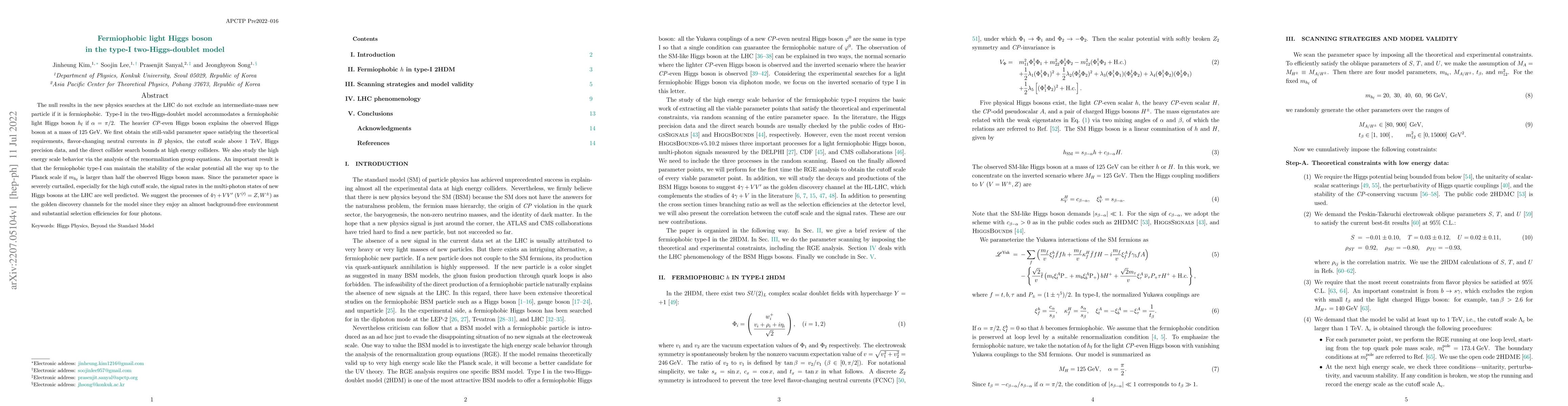Thumbnail for Fermiophobic light Higgs boson in the type-I two-Higgs-doublet model