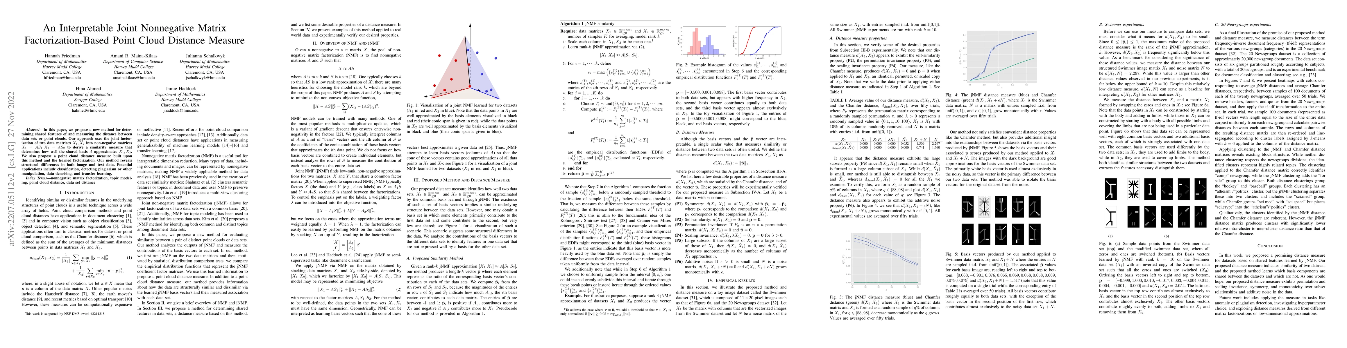 Thumbnail for An Interpretable Joint Nonnegative Matrix Factorization-Based Point
  Cloud Distance Measure