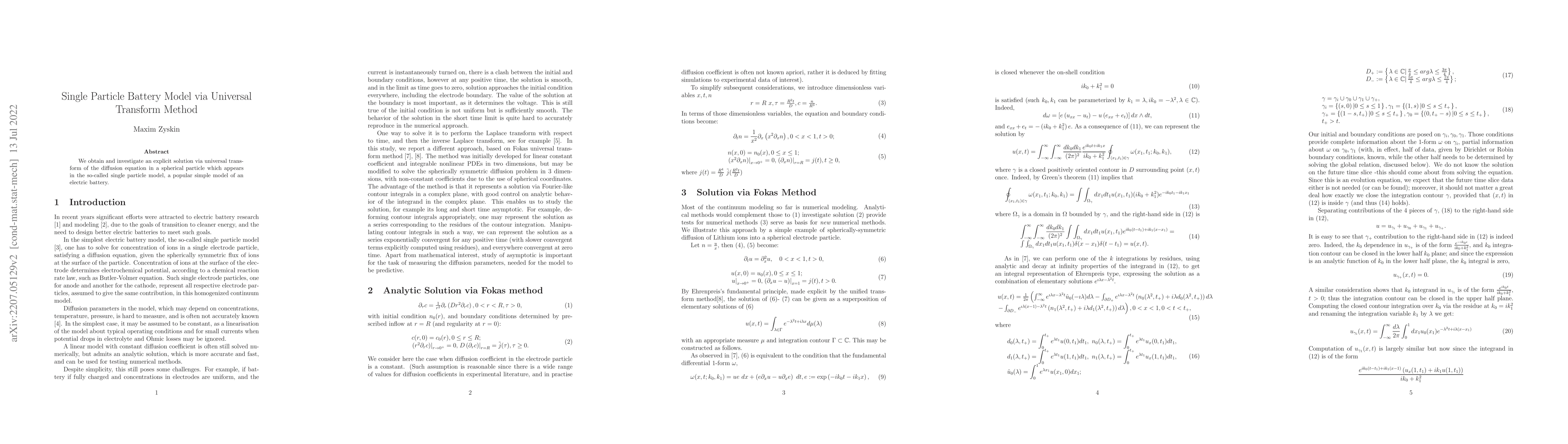 Thumbnail for Single Particle Battery Model via universal transform method