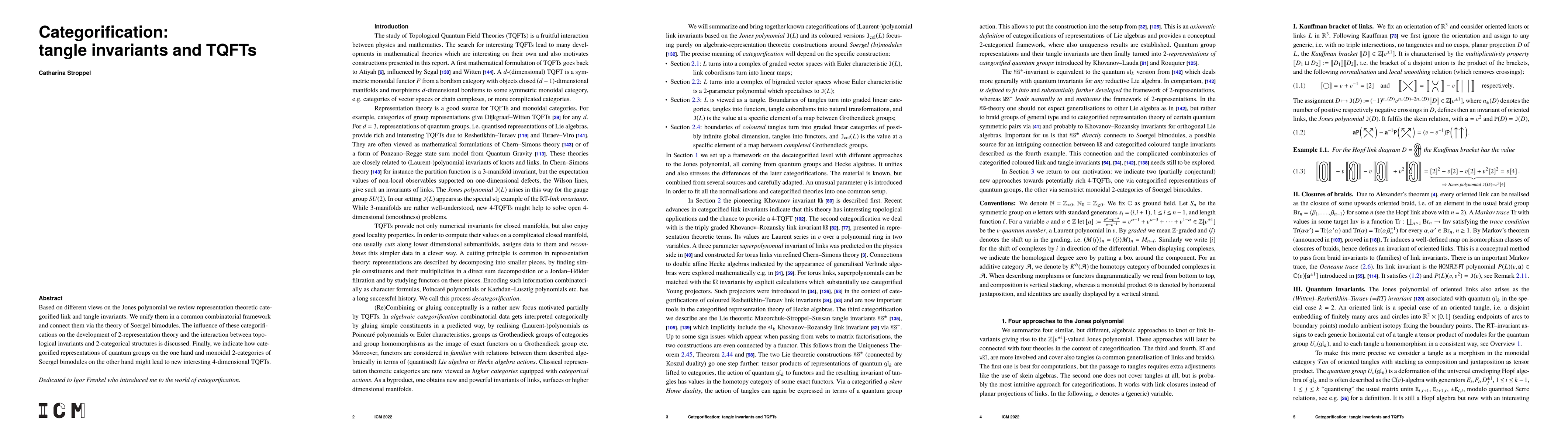 Thumbnail for Categorification: tangle invariants and TQFTs