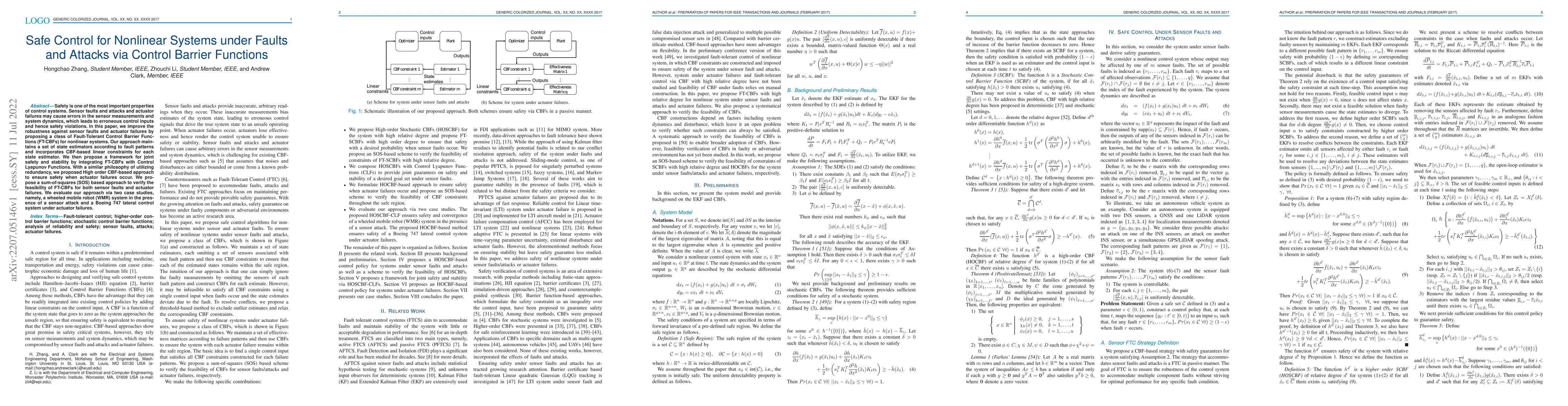 Thumbnail for Safe Control for Nonlinear Systems under Faults and Attacks via Control
  Barrier Functions