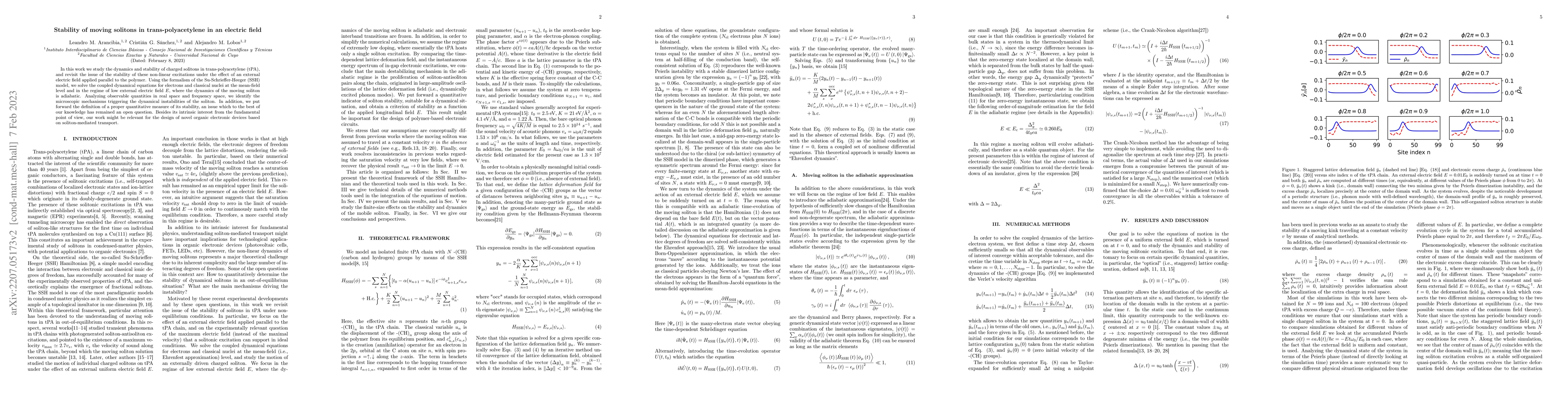 Thumbnail for Stability of moving solitons in trans-polyacetylene in an electric field