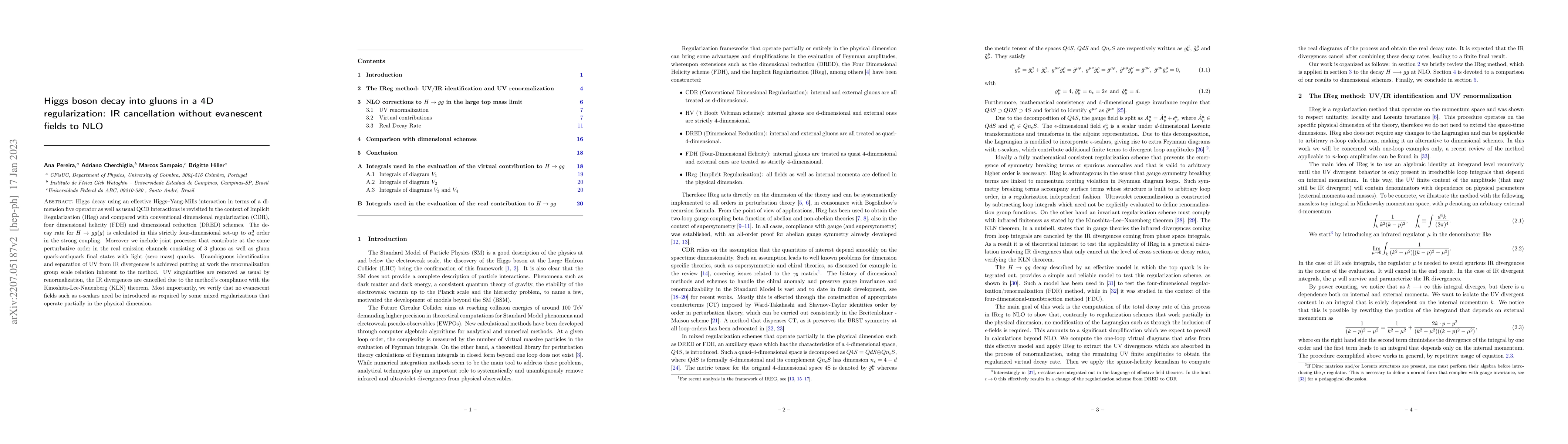 Thumbnail for Higgs boson decay into gluons in a 4D regularization: IR cancellation
  without evanescent fields to NLO