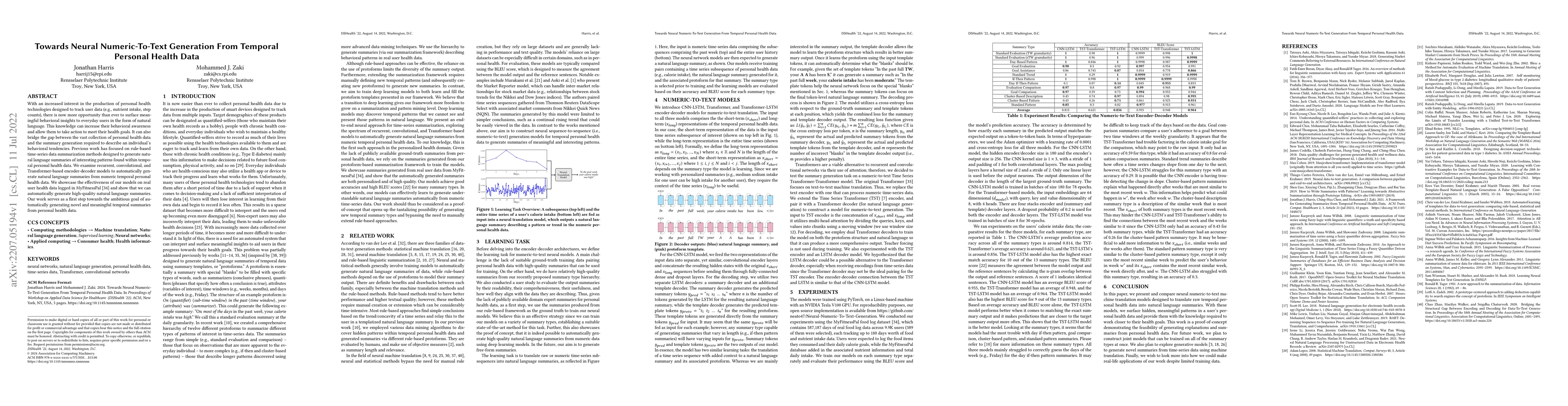 Thumbnail for Towards Neural Numeric-To-Text Generation From Temporal Personal Health
  Data