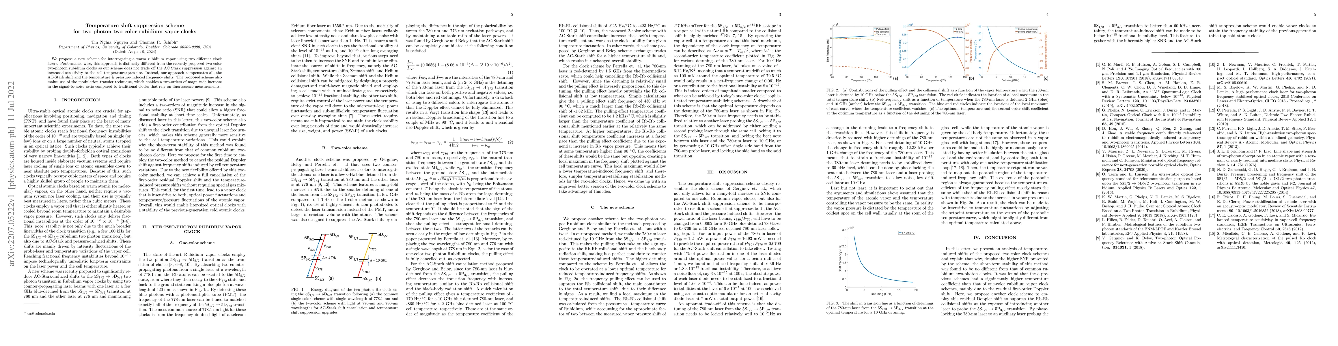 Thumbnail for Temperature shift suppression scheme for two-photon two-color rubidium
  vapor clocks