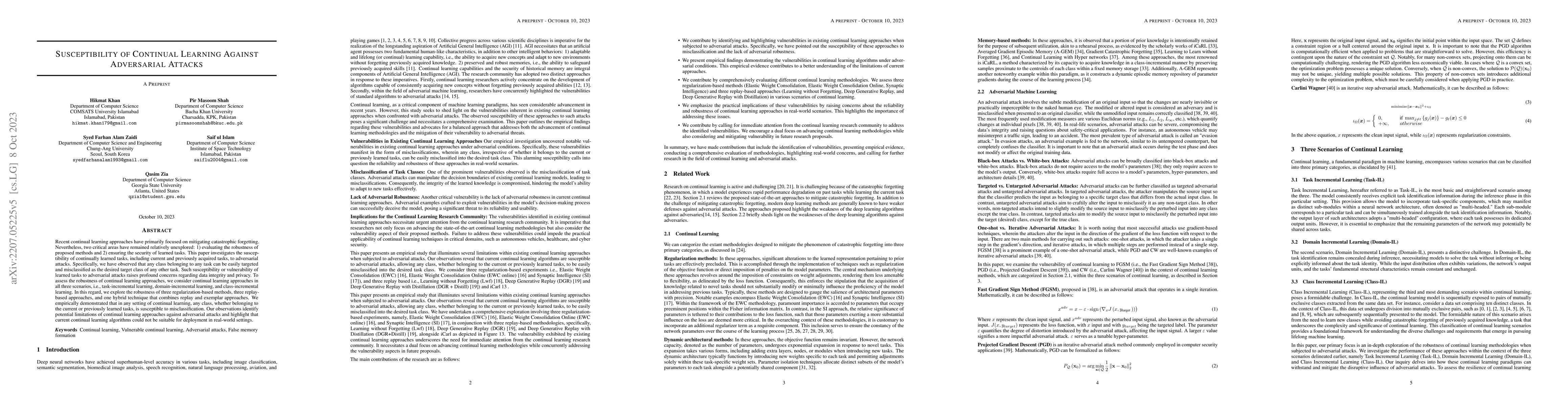 Thumbnail for Susceptibility of Continual Learning Against Adversarial Attacks