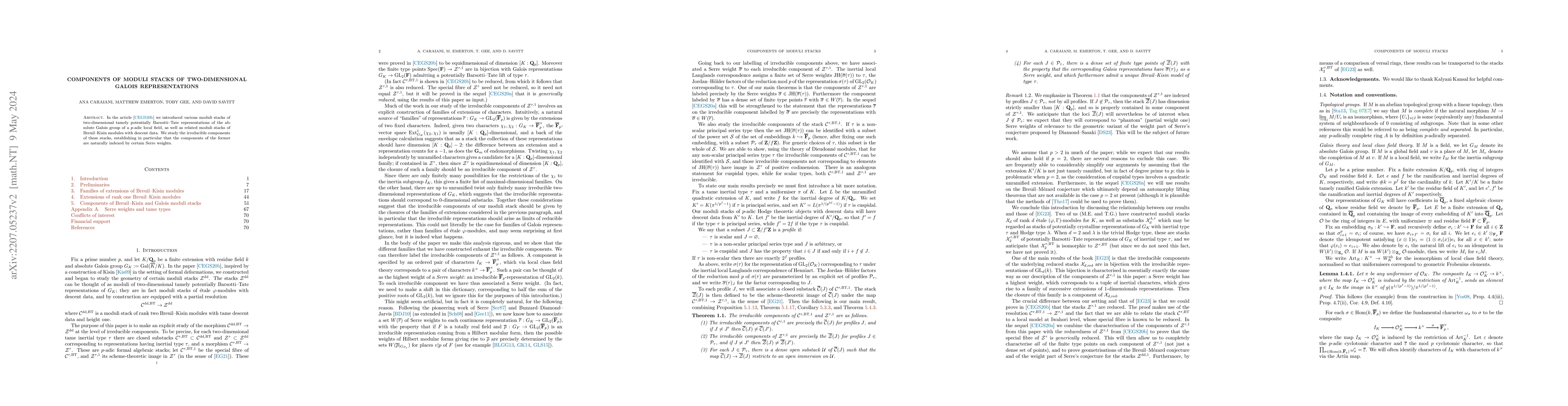 Thumbnail for Components of moduli stacks of two-dimensional Galois representations
