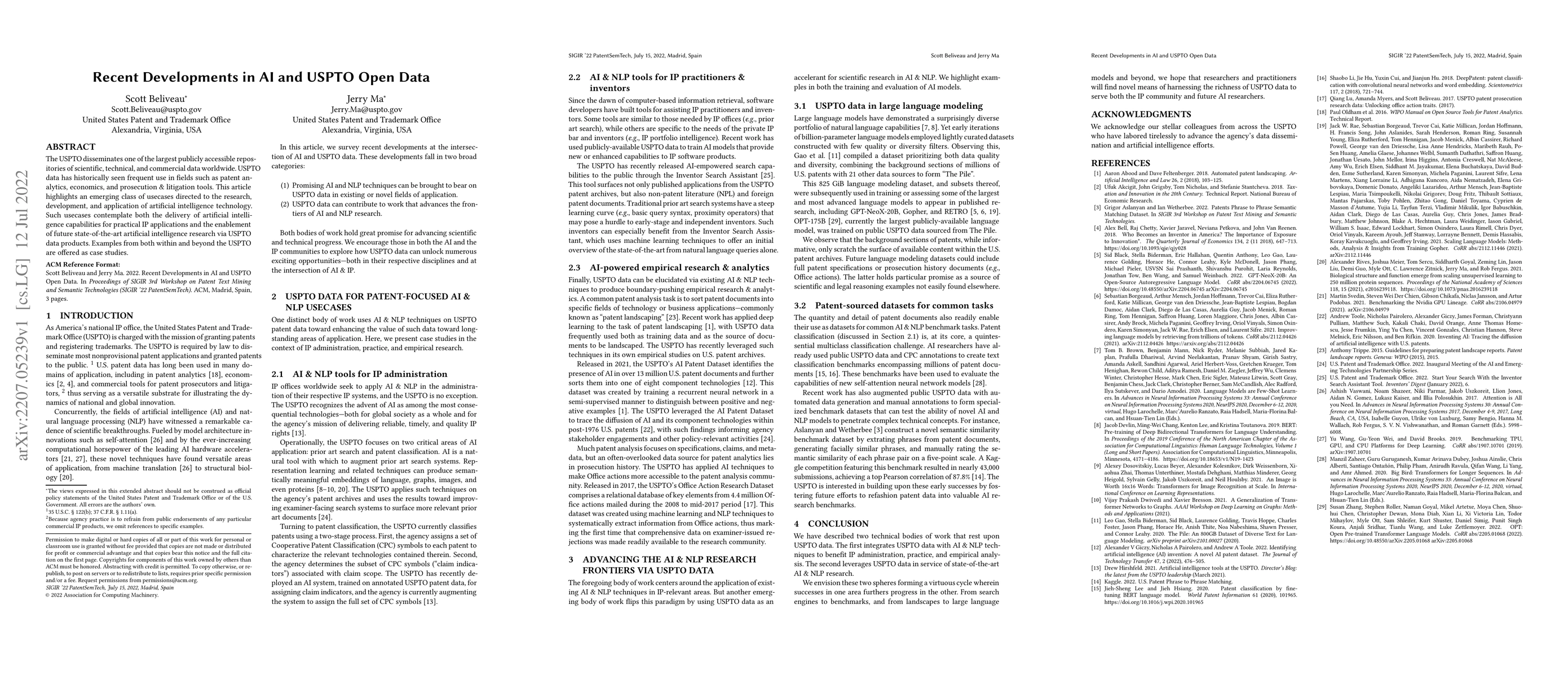 Thumbnail for Recent Developments in AI and USPTO Open Data