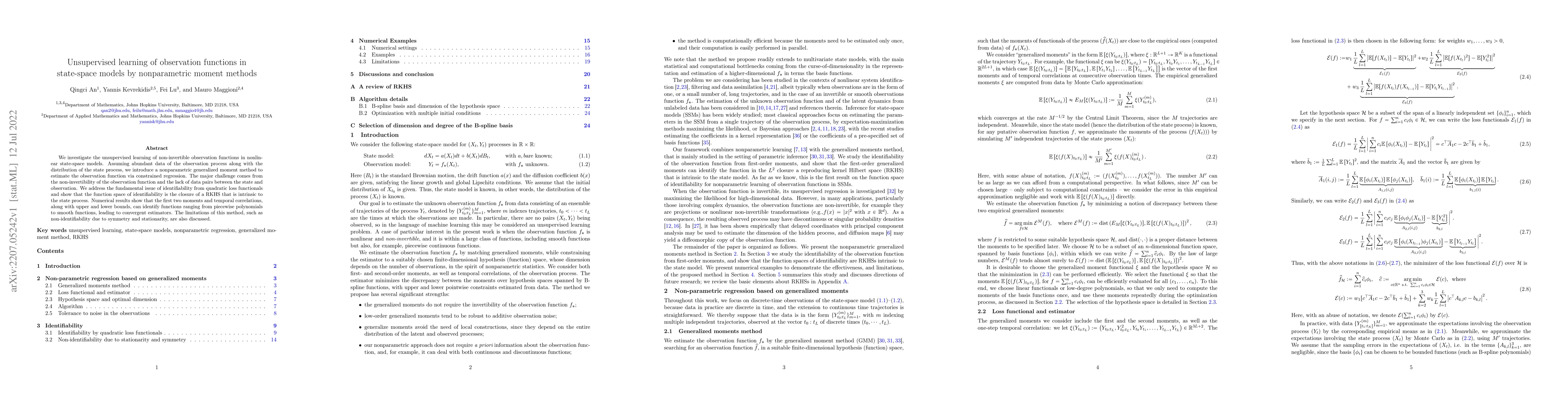 Thumbnail for Unsupervised learning of observation functions in state-space models by
  nonparametric moment methods