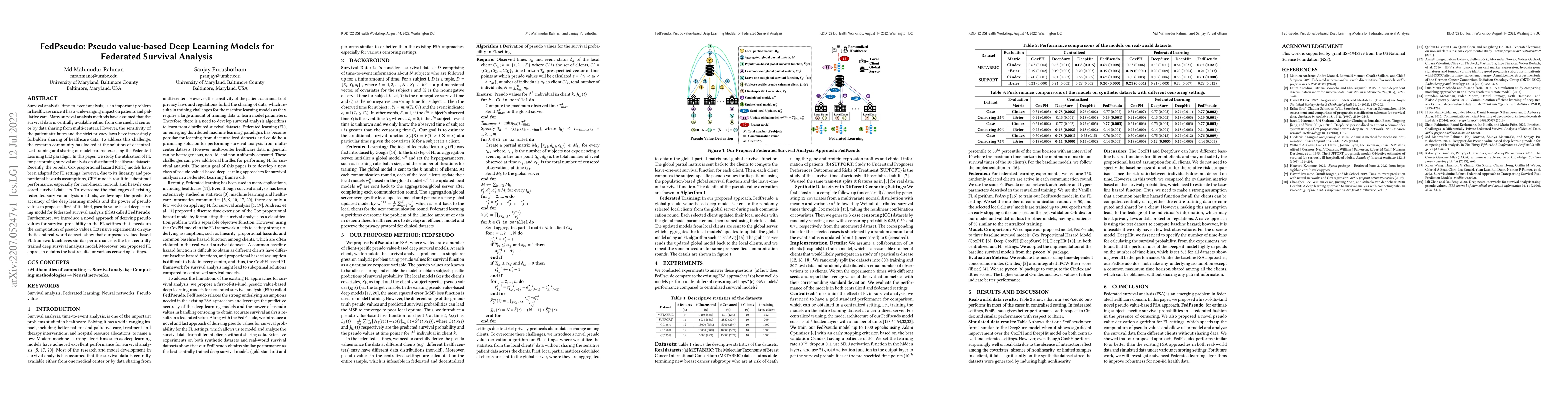 Thumbnail for FedPseudo: Pseudo value-based Deep Learning Models for Federated
  Survival Analysis
