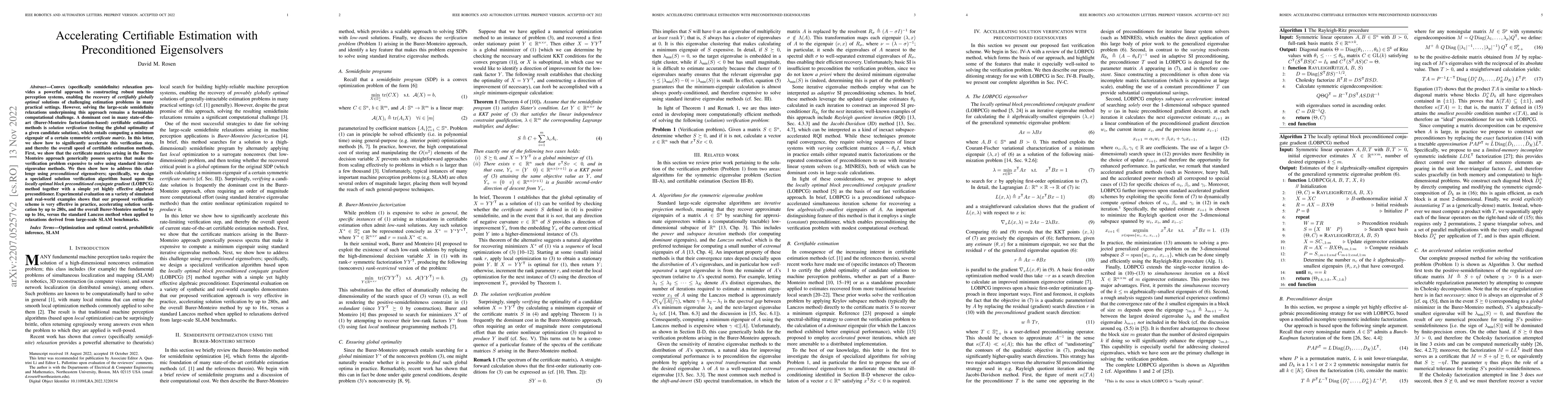 Thumbnail for Accelerating Certifiable Estimation with Preconditioned Eigensolvers