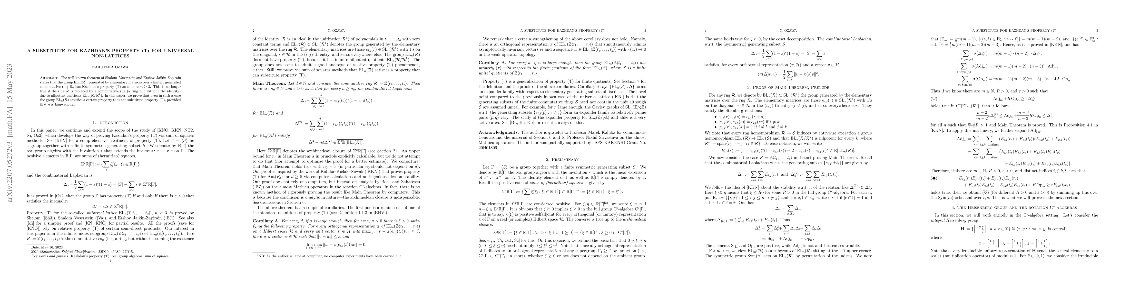 Thumbnail for A substitute for Kazhdan's property (T) for universal non-lattices