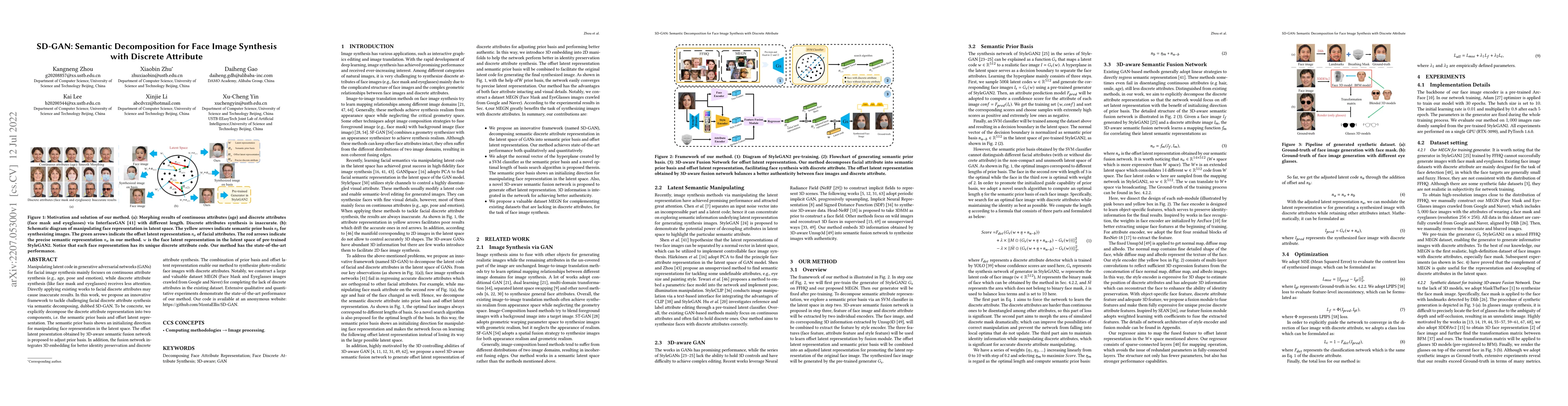 Thumbnail for SD-GAN: Semantic Decomposition for Face Image Synthesis with Discrete
  Attribute