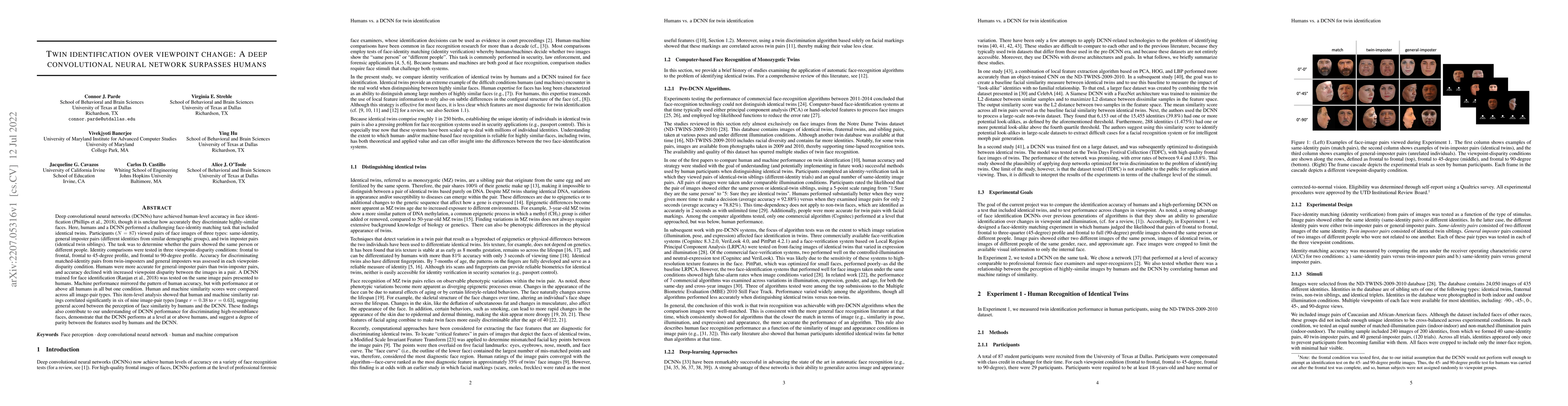 Thumbnail for Twin identification over viewpoint change: A deep convolutional neural
  network surpasses humans
