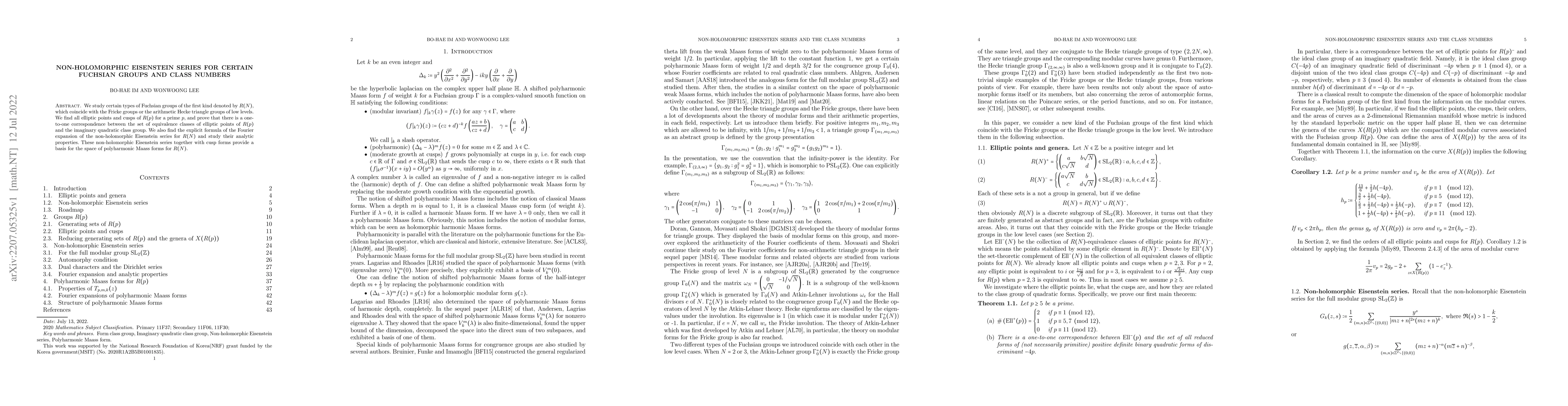 Thumbnail for Non-holomorphic Eisenstein series for certain Fuchsian groups and class
  numbers