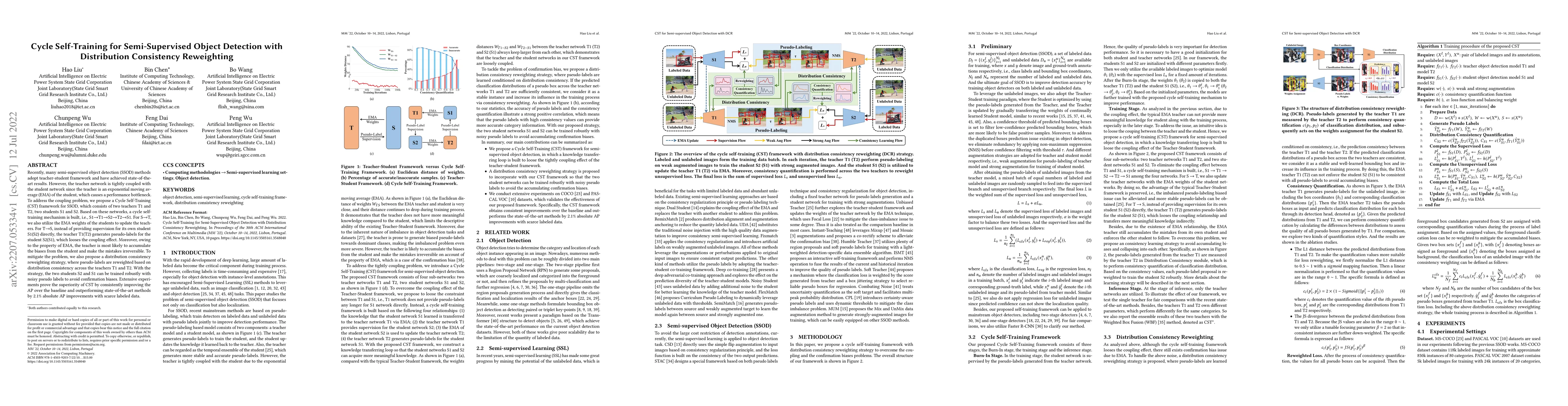 Thumbnail for Cycle Self-Training for Semi-Supervised Object Detection with
  Distribution Consistency Reweighting