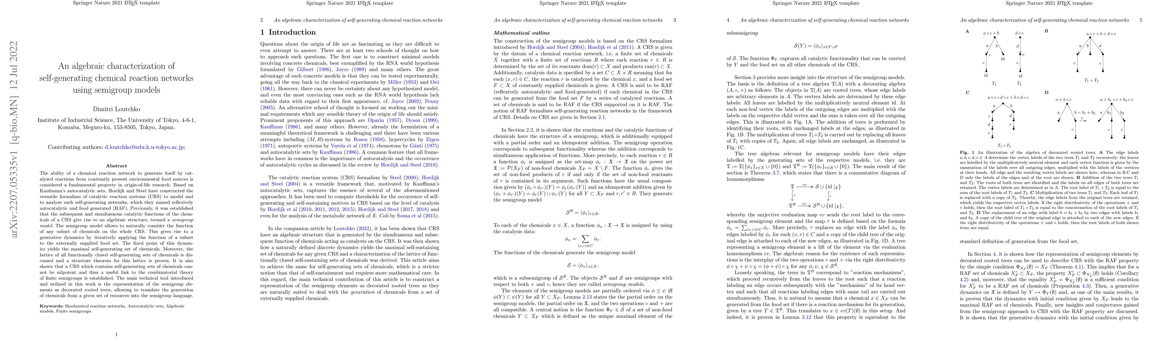 Thumbnail for An algebraic characterization of self-generating chemical reaction
  networks using semigroup models