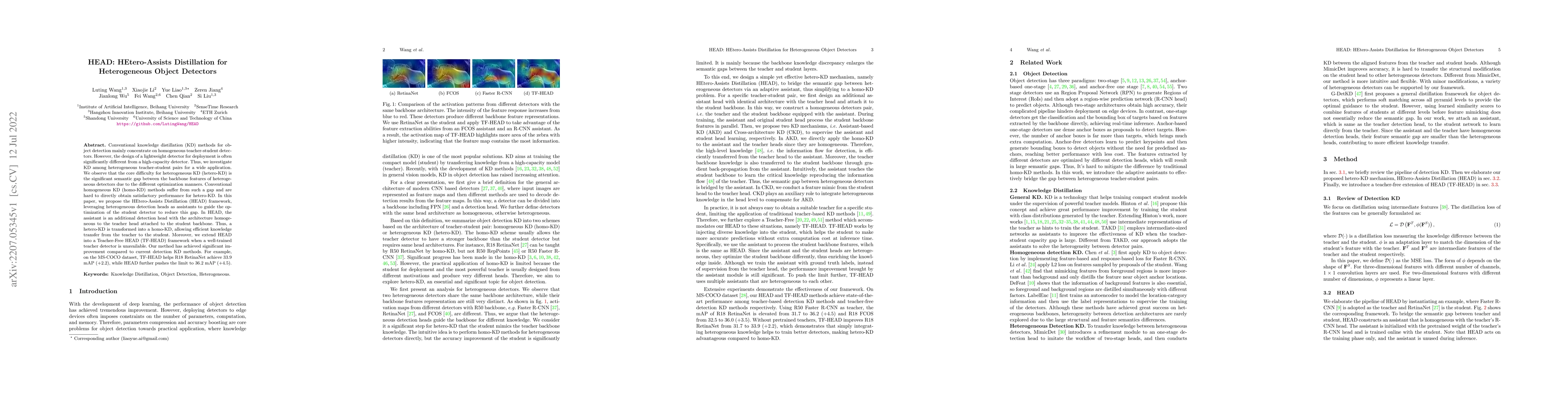 Thumbnail for HEAD: HEtero-Assists Distillation for Heterogeneous Object Detectors