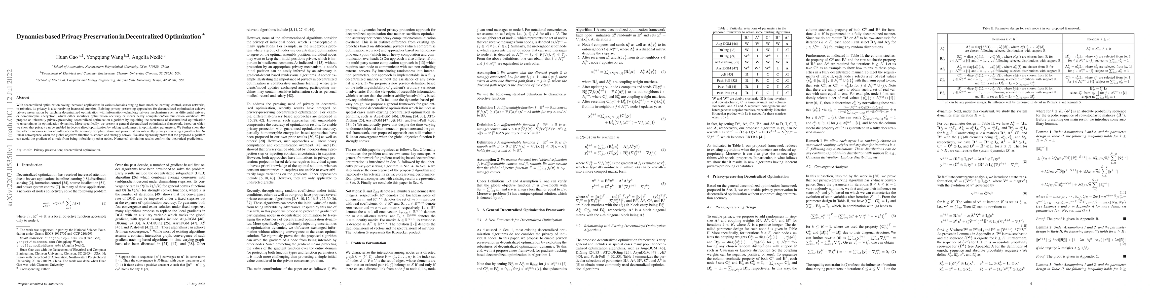 Thumbnail for Dynamics based Privacy Preservation in Decentralized Optimization
