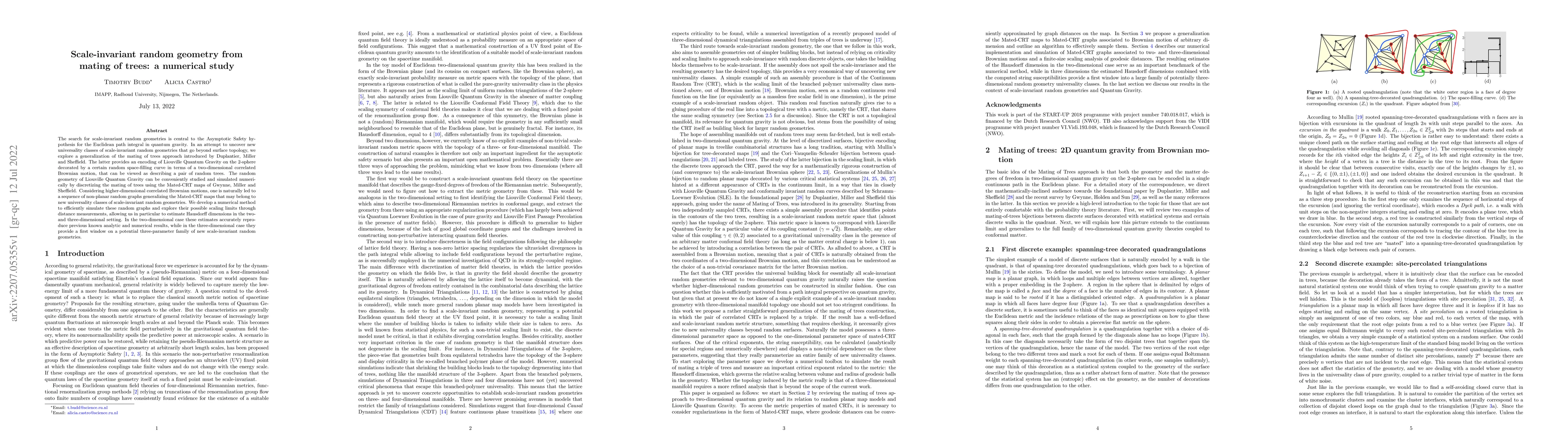 Thumbnail for Scale-invariant random geometry from mating of trees: a numerical study