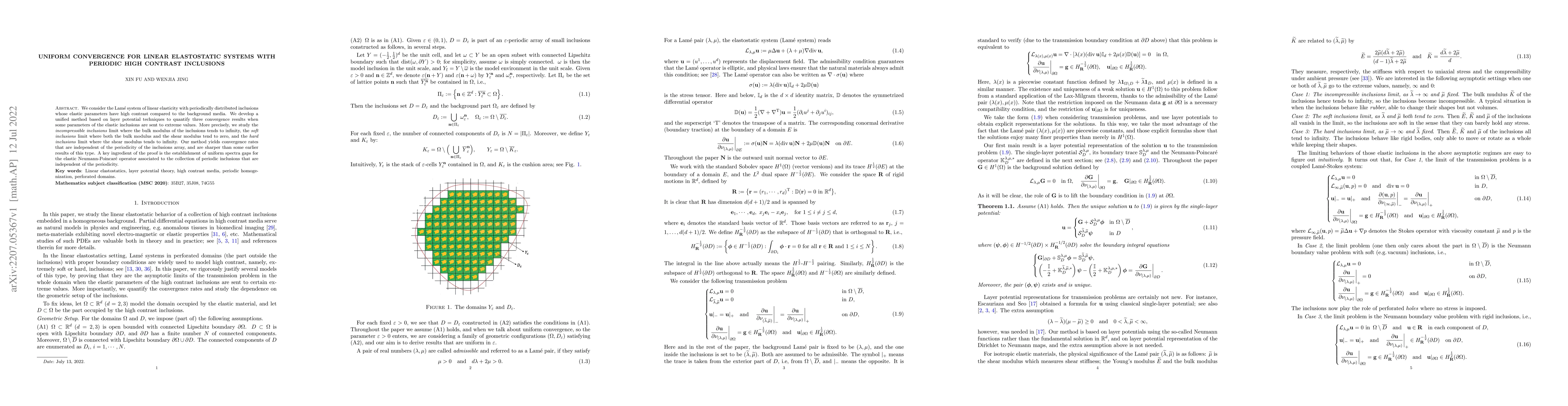Thumbnail for Uniform convergence for linear elastostatic systems with periodic high
  contrast inclusions