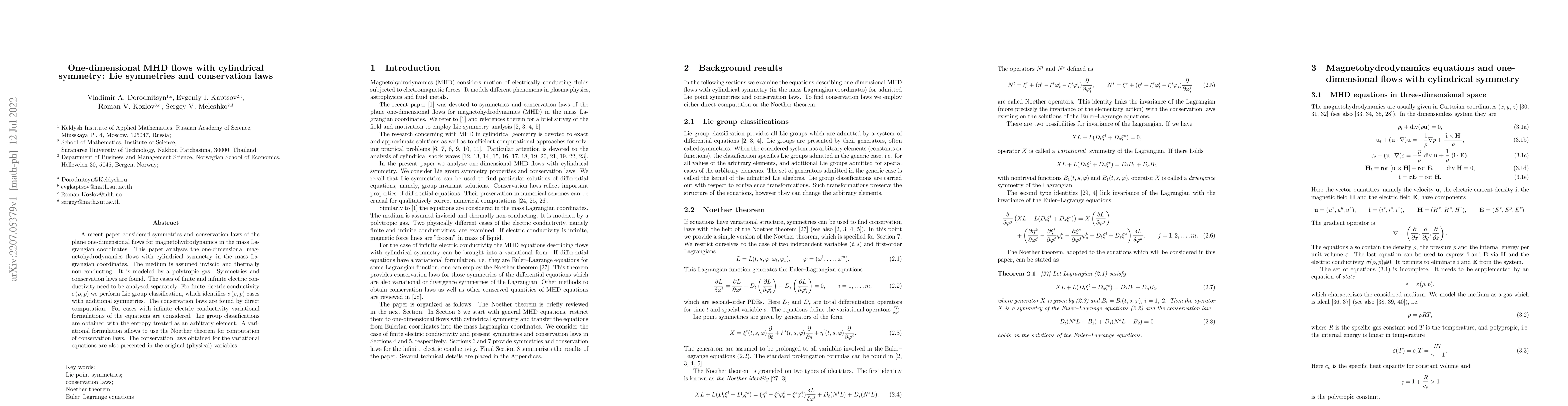 Thumbnail for One-dimensional MHD flows with cylindrical symmetry: Lie symmetries and
  conservation laws