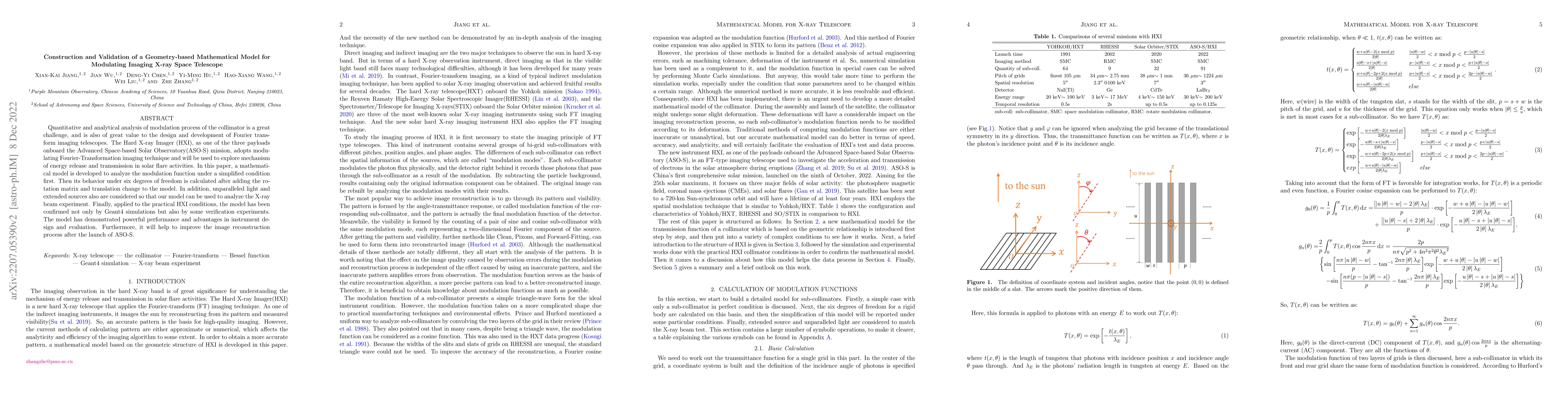 Thumbnail for Construction and Validation of a Geometry-based Mathematical Model for
  the Hard X-ray Imager