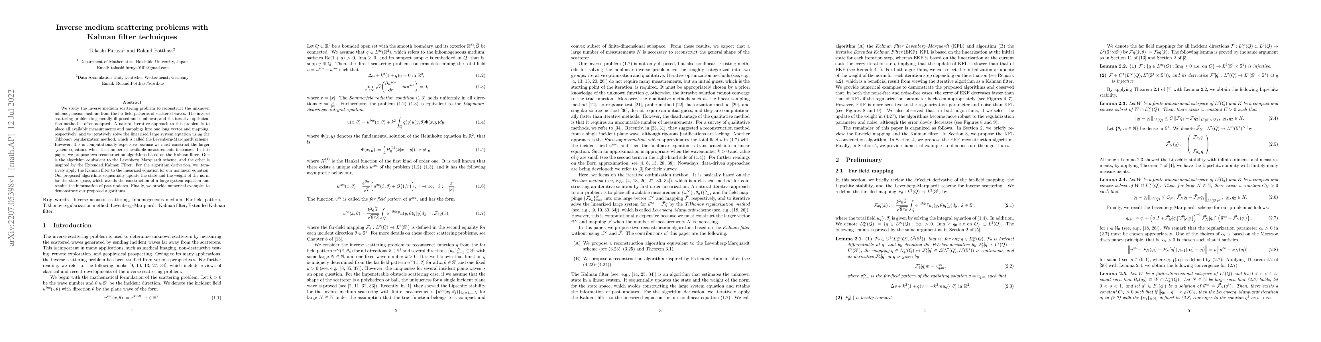 Thumbnail for Inverse medium scattering problems with Kalman filter techniques