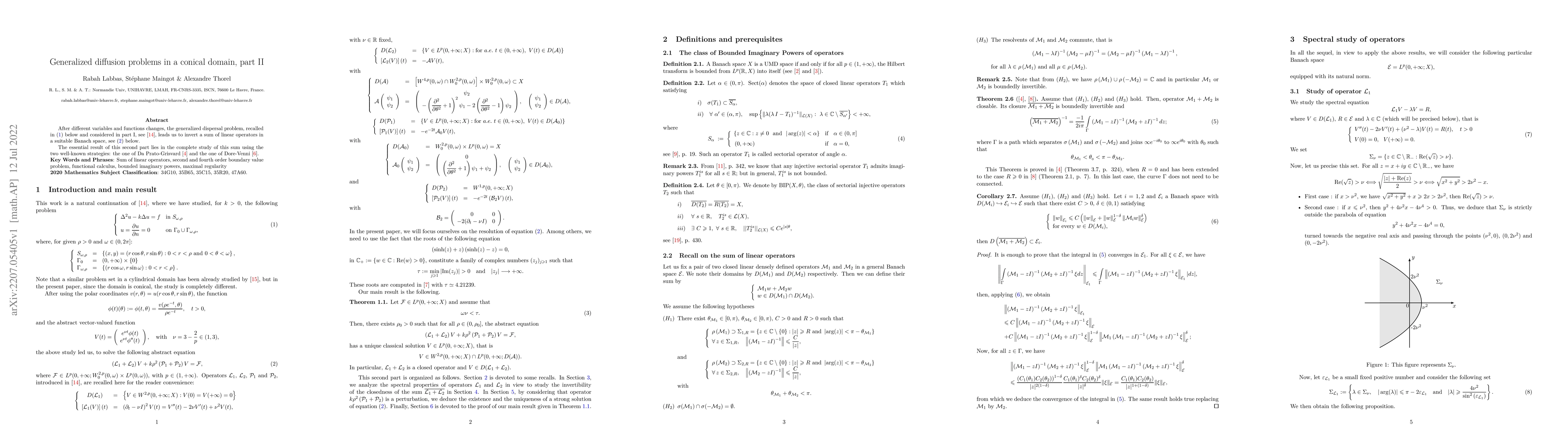 Thumbnail for Generalized diffusion problems in a conical domain, part II