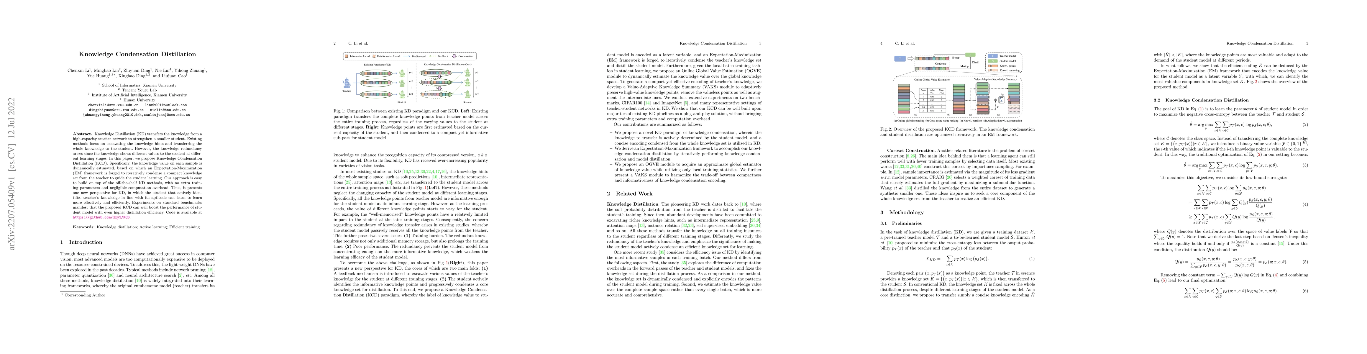 Thumbnail for Knowledge Condensation Distillation