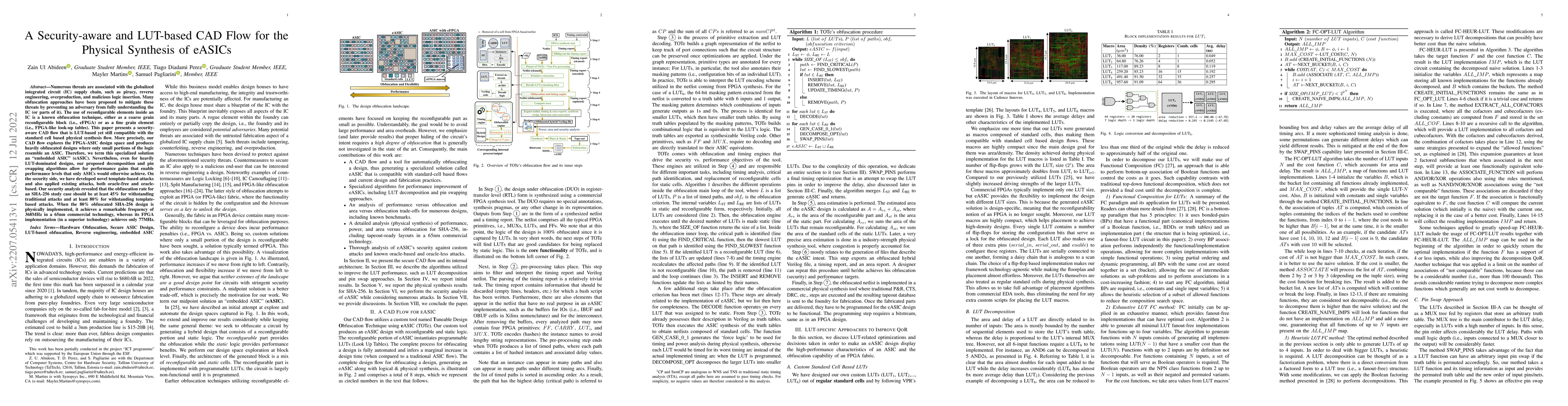 Thumbnail for A Security-aware and LUT-based CAD Flow for the Physical Synthesis of
  eASICs