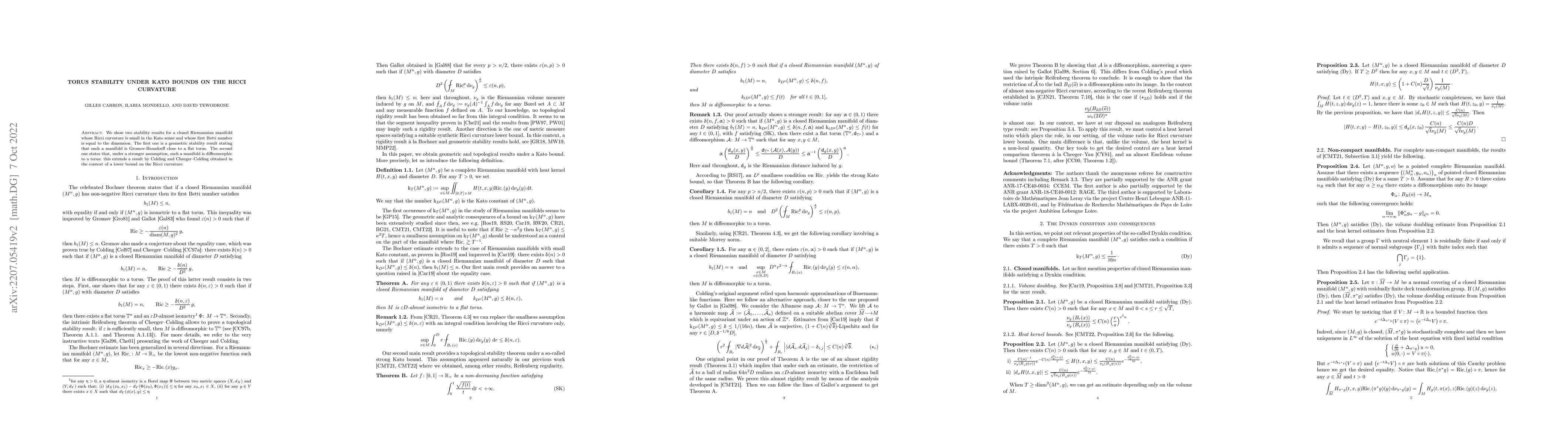 Thumbnail for Torus stability under Kato bounds on the Ricci curvature
