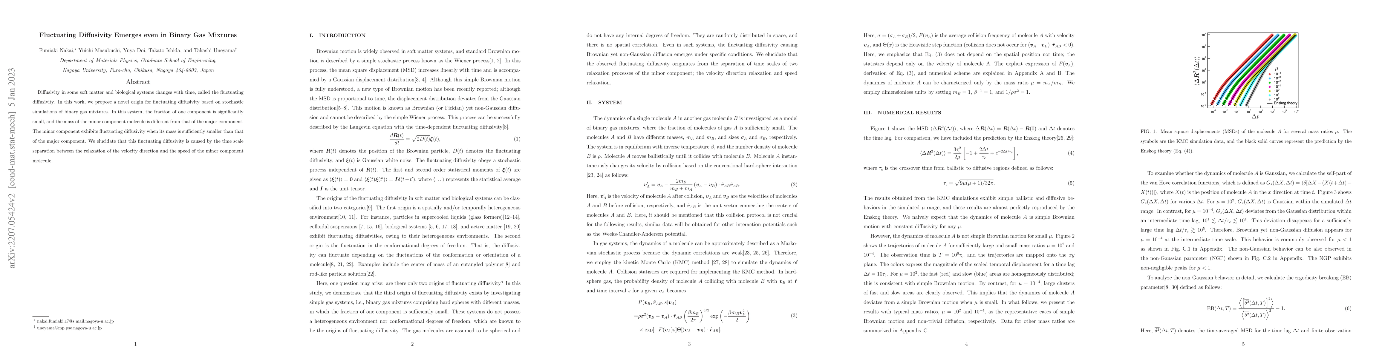 Thumbnail for Fluctuating Diffusivity Emerges even in Binary Gas Mixtures