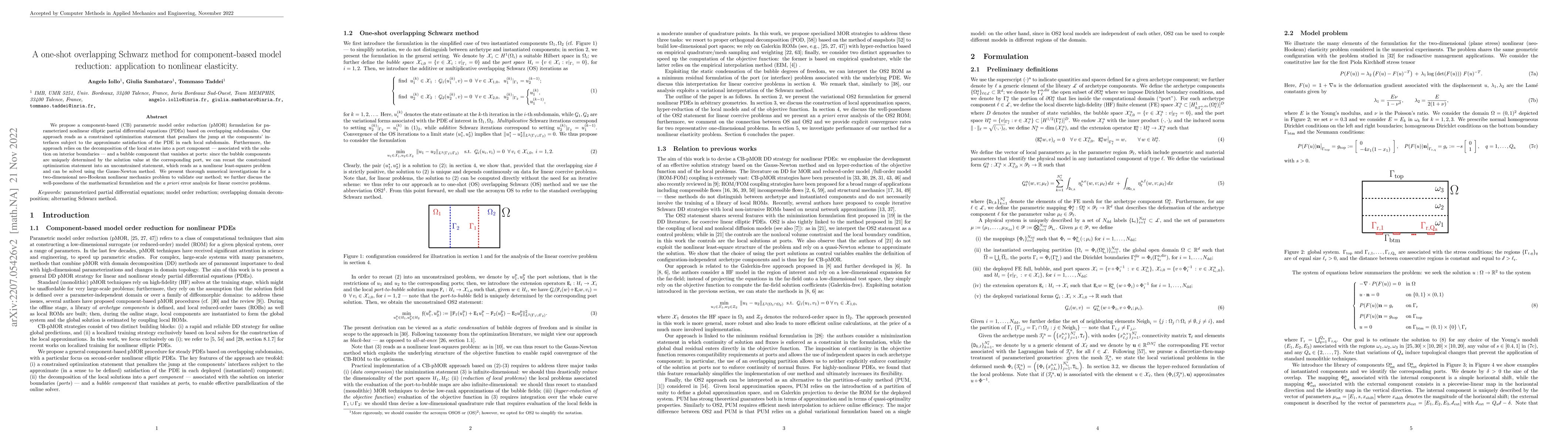 Thumbnail for A one-shot overlapping Schwarz method for component-based model
  reduction: application to nonlinear elasticity