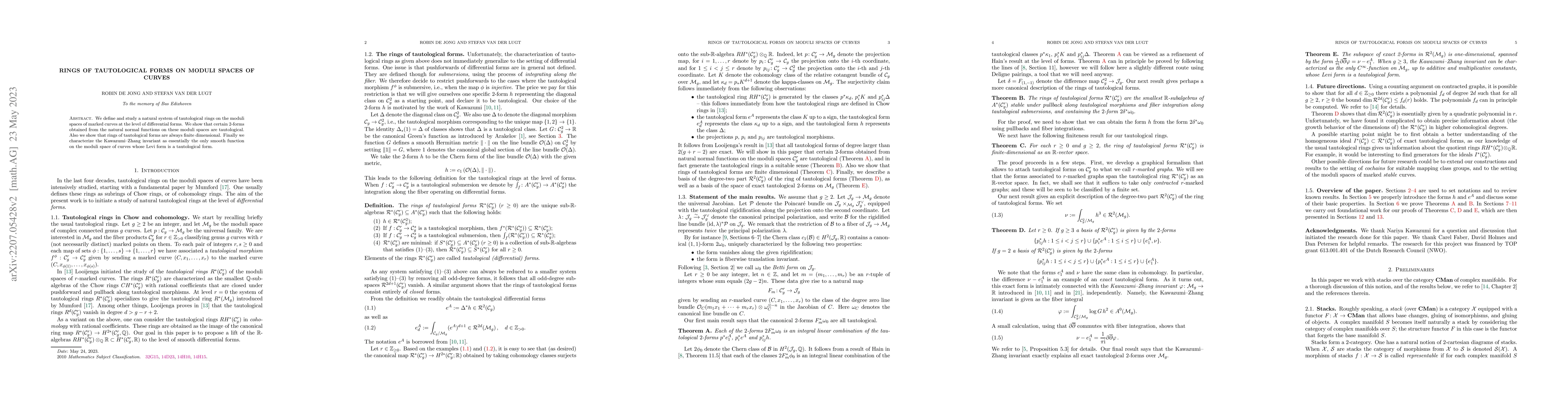 Thumbnail for Rings of tautological forms on moduli spaces of curves