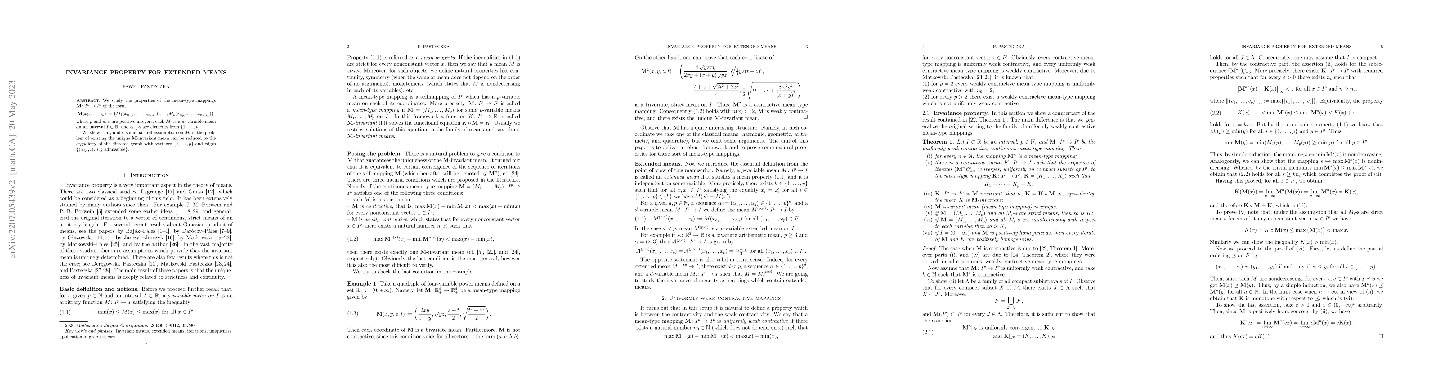 Thumbnail for Invariance property for extended means