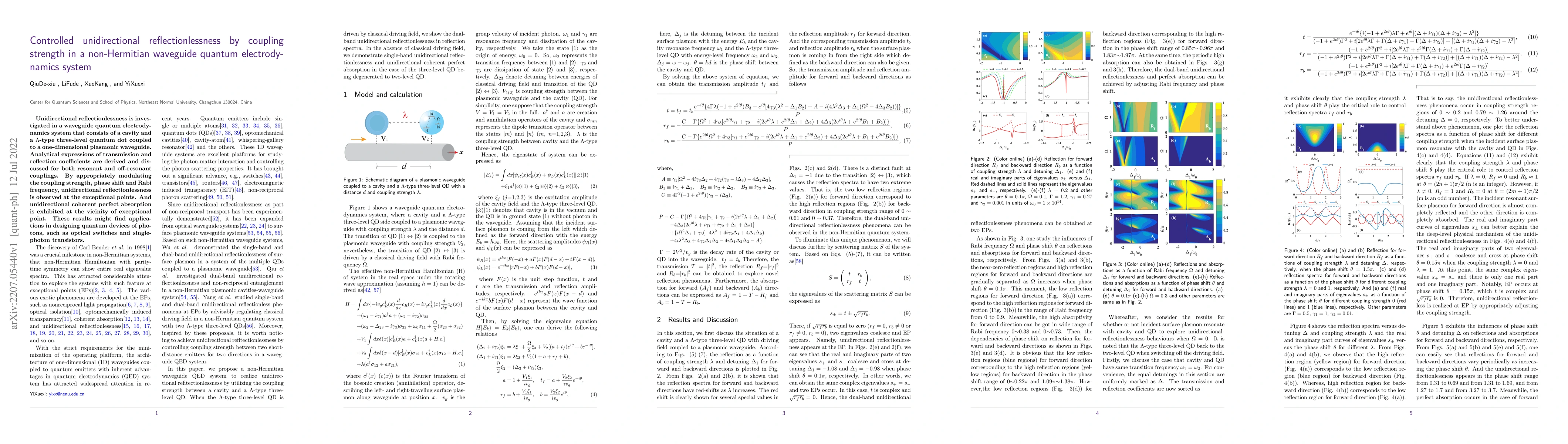 Thumbnail for Controlled unidirectional reflectionlessness by coupling strength in a
  non-Hermitian waveguide quantum electrodynamics system