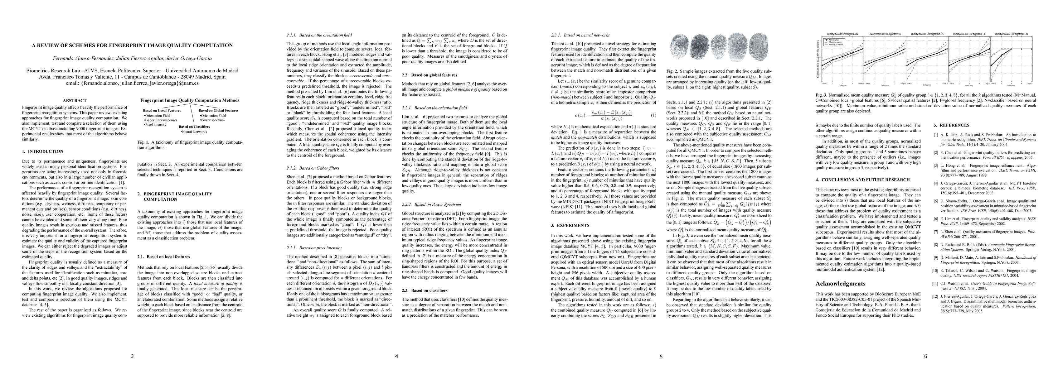 Thumbnail for A review of schemes for fingerprint image quality computation