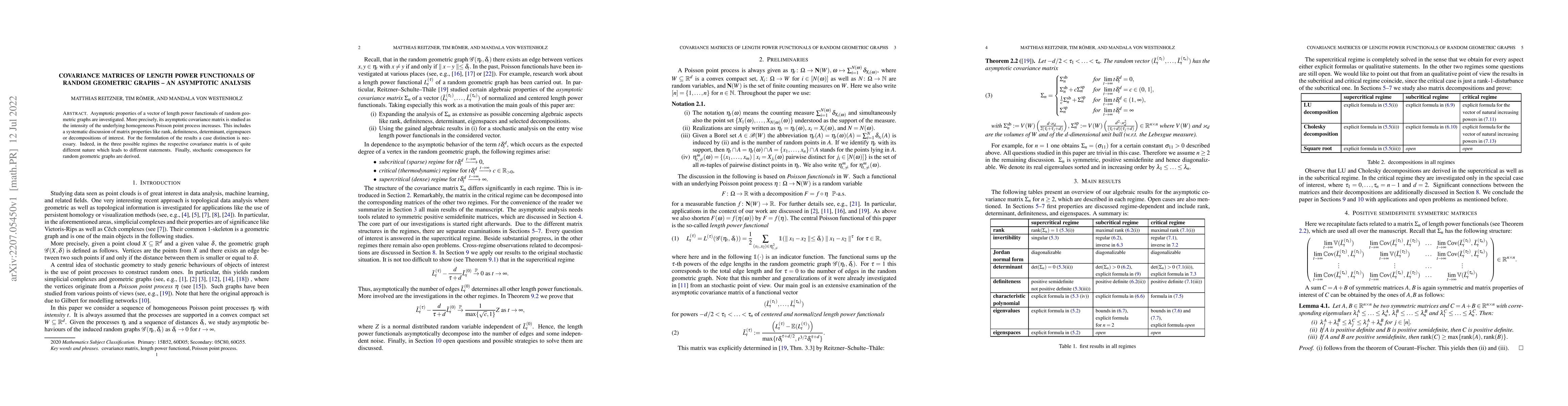 Thumbnail for Covariance matrices of length power functionals of random geometric
  graphs -- an asymptotic analysis
