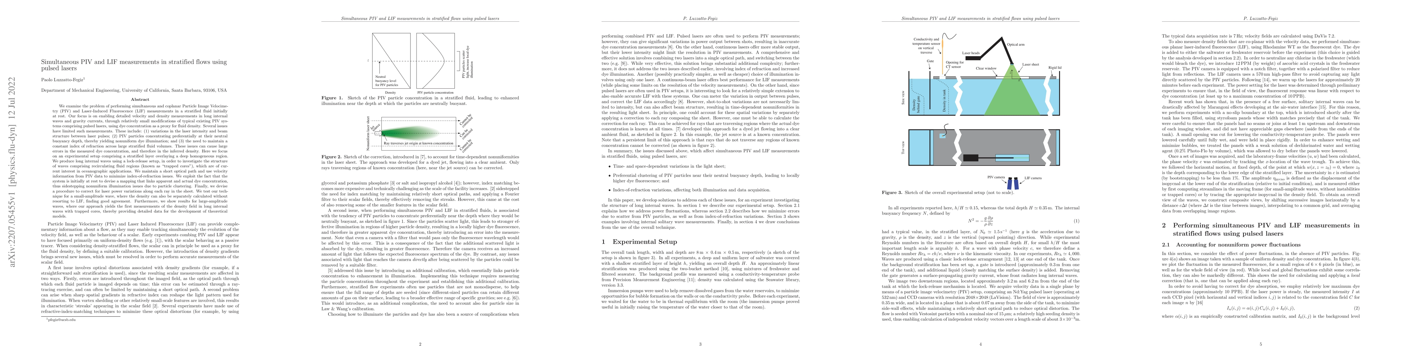 Thumbnail for Simultaneous PIV and LIF measurements in stratified flows using pulsed
  lasers