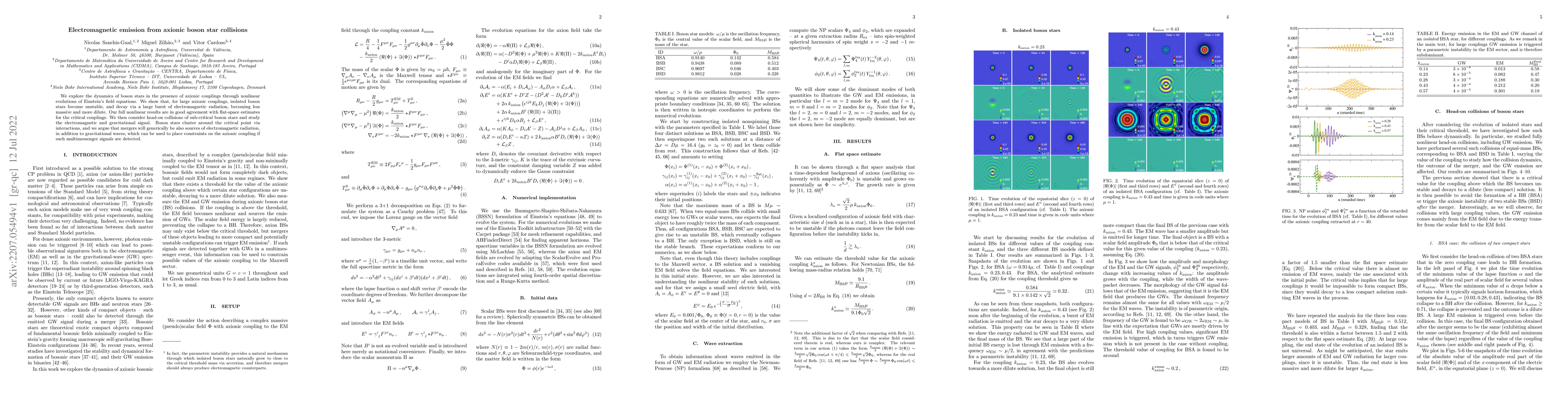 Thumbnail for Electromagnetic emission from axionic boson star collisions