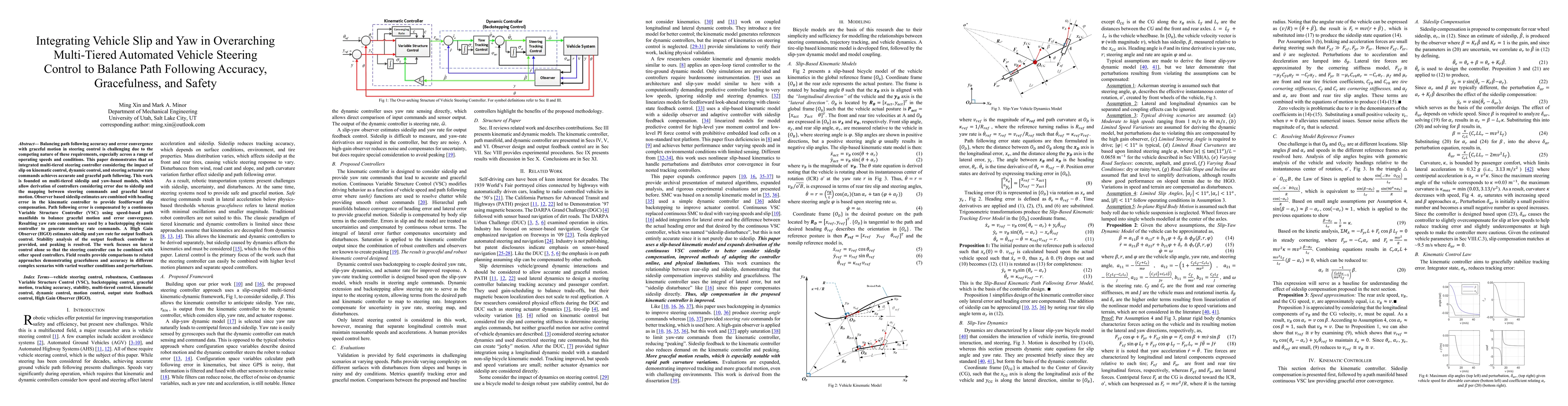 Thumbnail for Integrating Vehicle Slip and Yaw in Overarching Multi-Tiered Automated
  Vehicle Steering Control to Balance Path Following Accuracy, Gracefulness,
  and Safety
