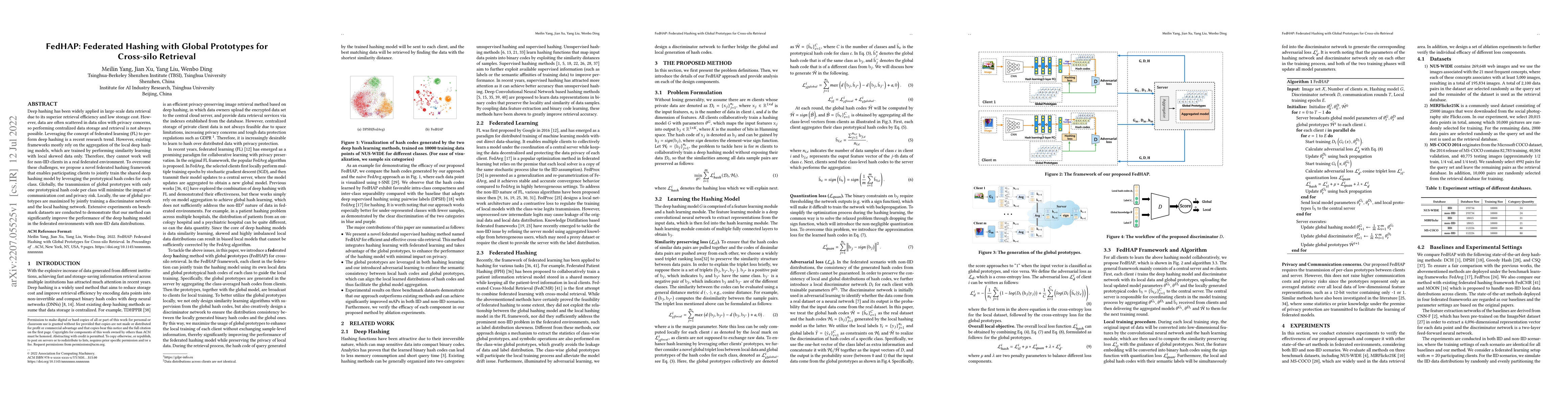 Thumbnail for FedHAP: Federated Hashing with Global Prototypes for Cross-silo
  Retrieval