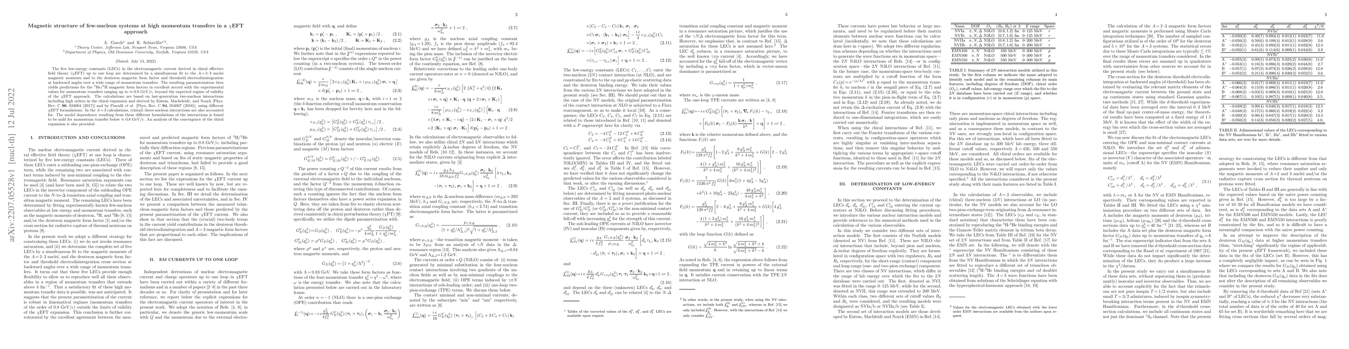 Thumbnail for Magnetic structure of few-nucleon systems at high momentum transfers in
  a $\chi$EFT approach