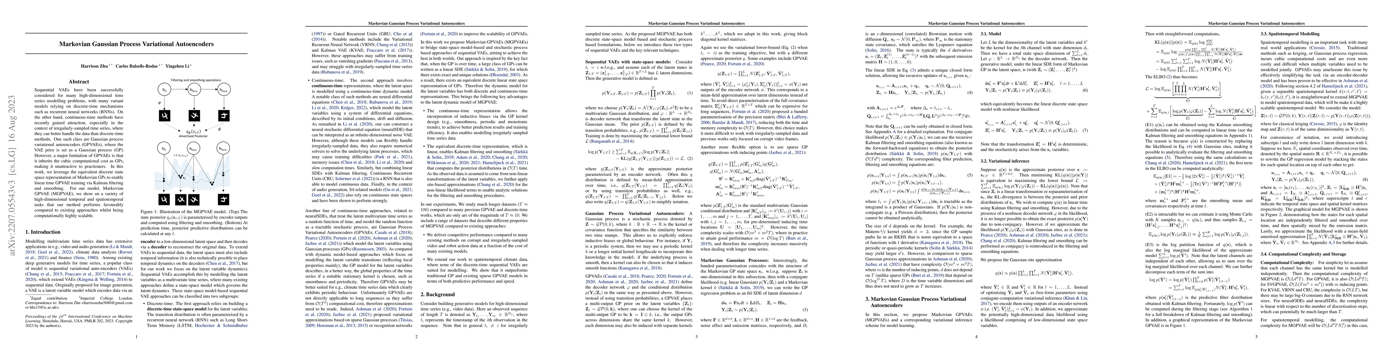 Thumbnail for Markovian Gaussian Process Variational Autoencoders