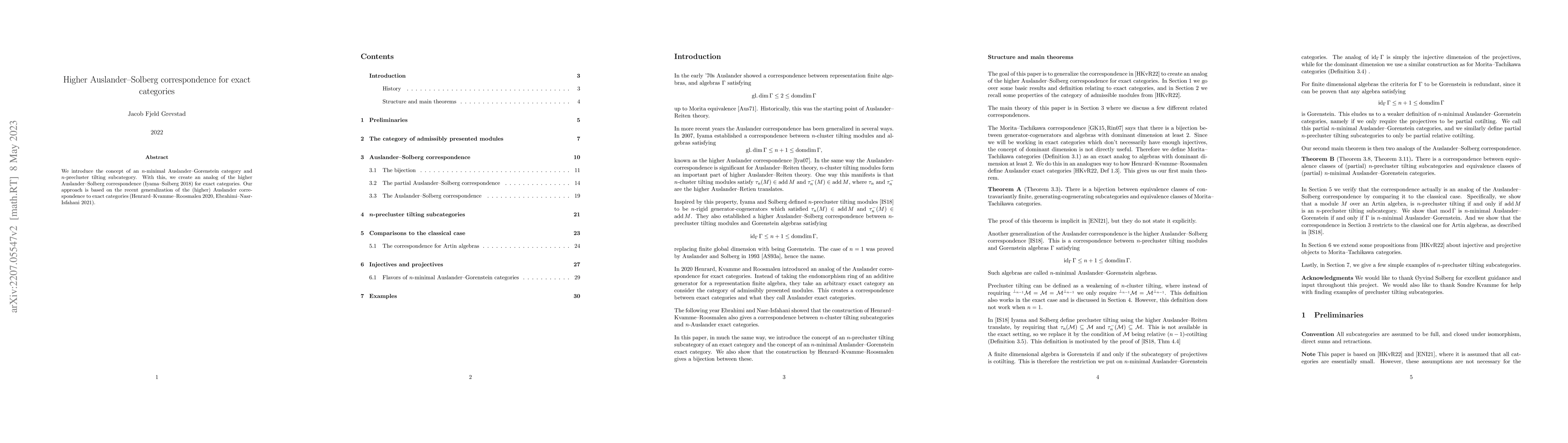 Thumbnail for Higher Auslander--Solberg correspondence for exact categories
