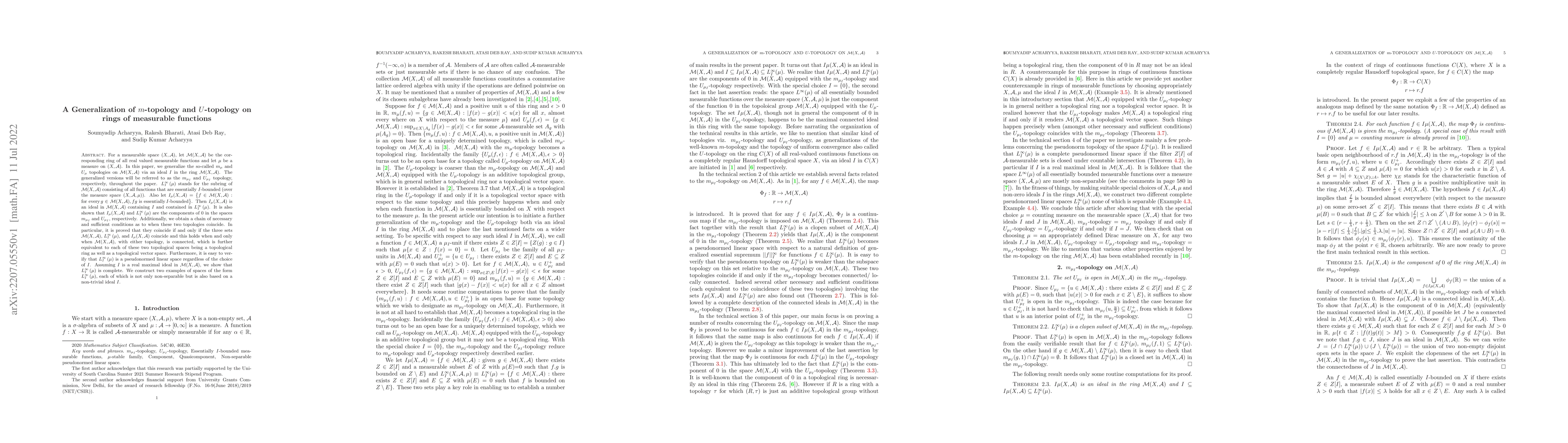 Thumbnail for A Generalization of $ m $-topology and $ U $-topology on rings of
  measurable functions