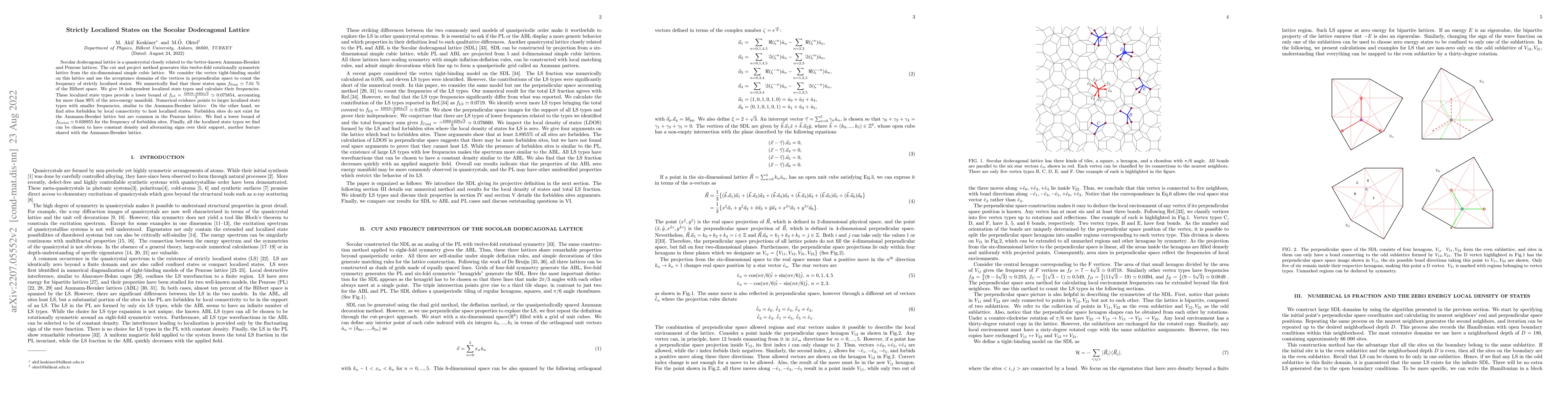 Thumbnail for Strictly Localized States on the Socolar Dodecagonal Lattice