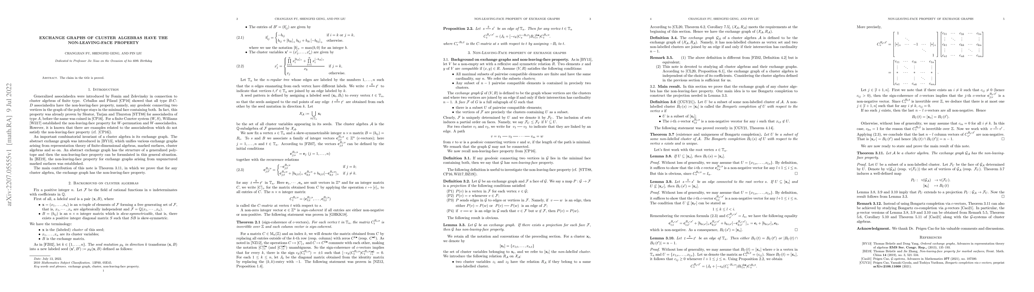 Thumbnail for Exchange graphs of cluster algebras have the non-leaving-face property