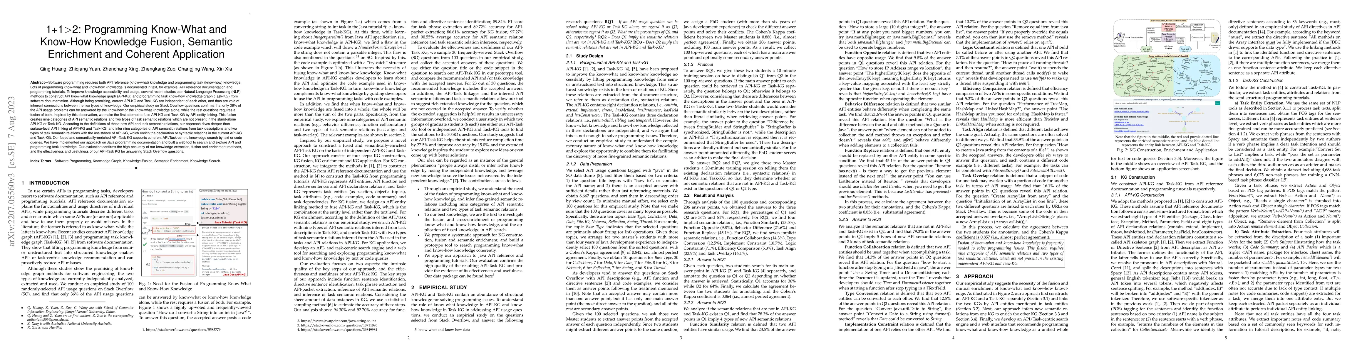 Thumbnail for 1+1>2: Programming Know-What and Know-How Knowledge Fusion, Semantic
  Enrichment and Coherent Application